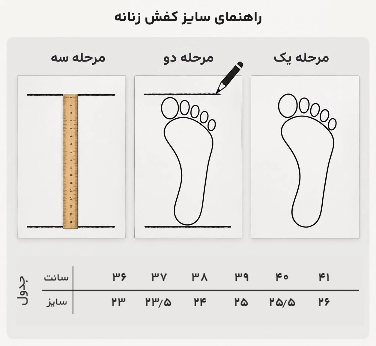 راهنمای سایز کفش